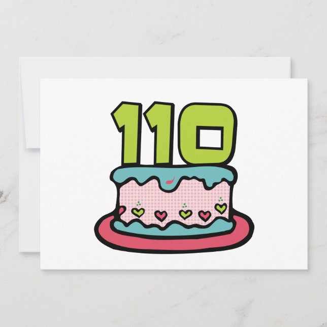 Tarjeta Pastel de cumpleaños de 110 años (Anverso)