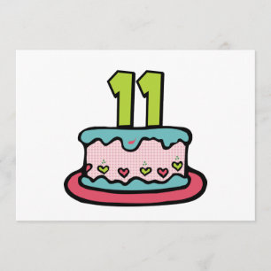 Tarjeta Pastel de cumpleaños de 11 años