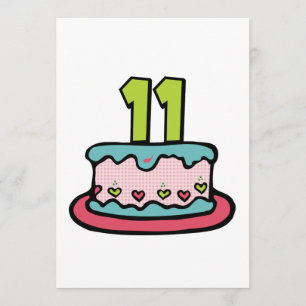 Tarjeta Pastel de cumpleaños de 11 años