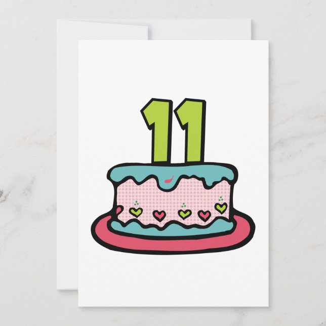 Tarjeta Pastel de cumpleaños de 11 años (Anverso)