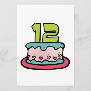 Tarjeta Pastel de cumpleaños de 12 años