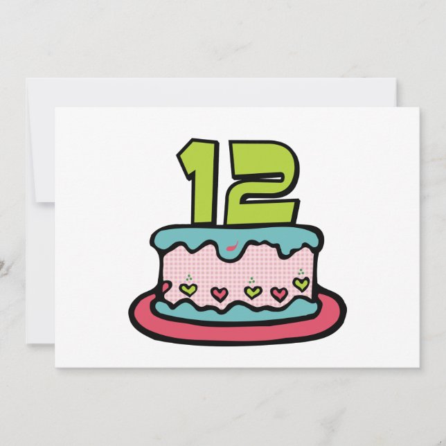 Tarjeta Pastel de cumpleaños de 12 años (Anverso)