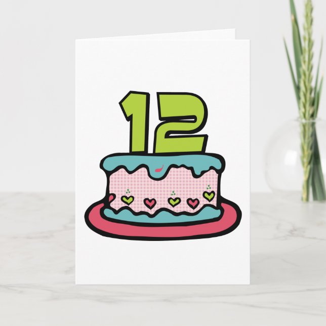 Tarjeta Pastel de cumpleaños de 12 años (Anverso)