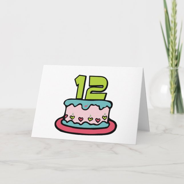Tarjeta Pastel de cumpleaños de 12 años (Anverso)