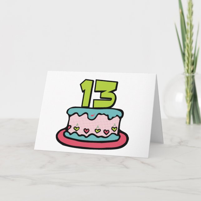 Tarjeta Pastel de cumpleaños de 13 años (Anverso)