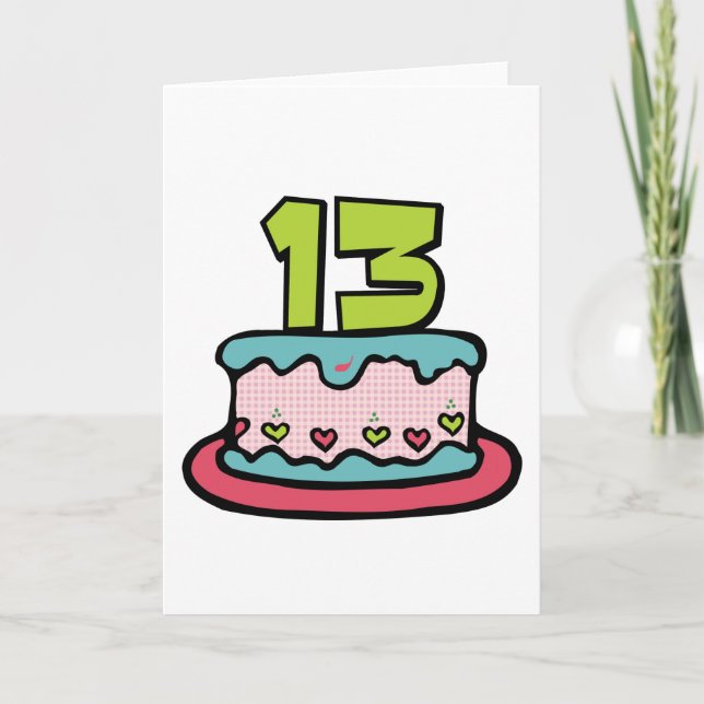 Tarjeta Pastel de cumpleaños de 13 años (Anverso)