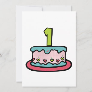 Tarjeta Pastel de cumpleaños de 1 año