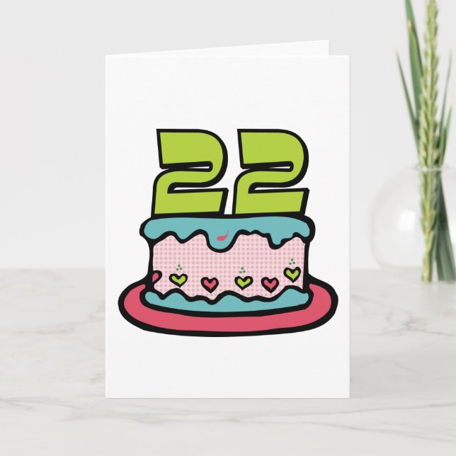 Tarjeta Pastel de cumpleaños de 22 años (Anverso)