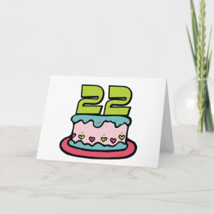 Tarjeta Pastel de cumpleaños de 22 años