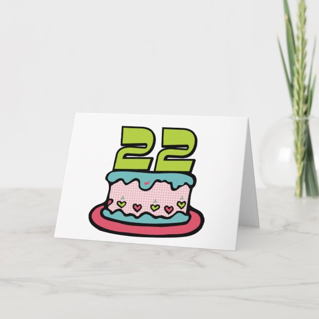 Tarjeta Pastel de cumpleaños de 22 años (Anverso)