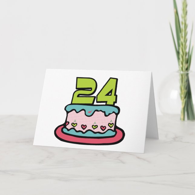 Tarjeta Pastel de cumpleaños de 24 años (Anverso)