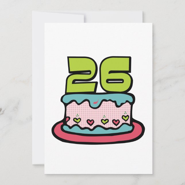 Tarjeta Pastel de cumpleaños de 26 años (Anverso)