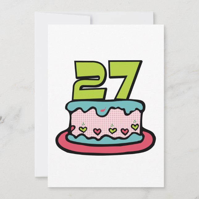 Tarjeta Pastel de cumpleaños de 27 años (Anverso)
