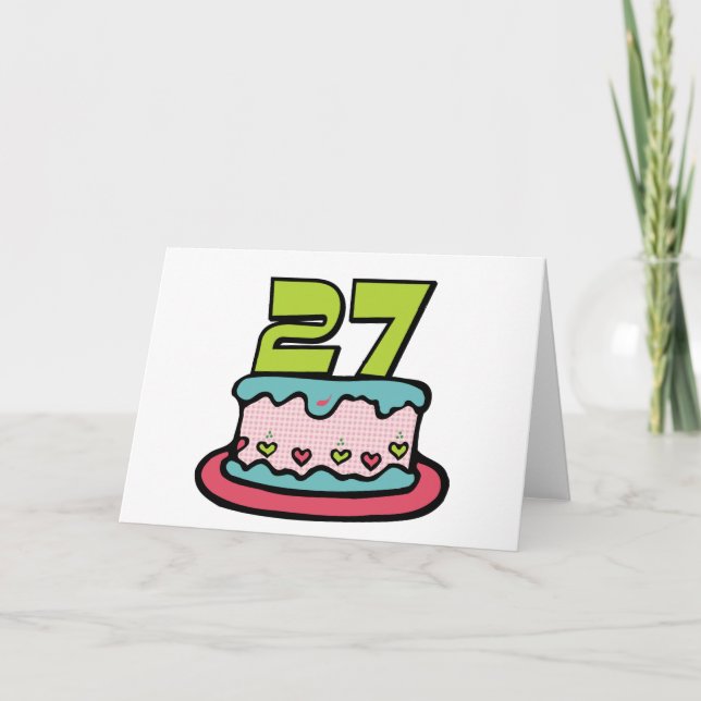 Tarjeta Pastel de cumpleaños de 27 años (Anverso)