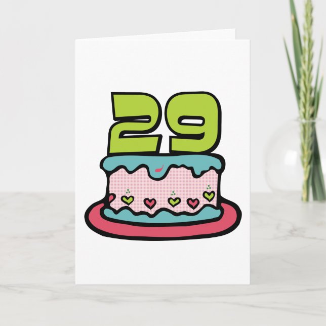 Tarjeta Pastel de cumpleaños de 29 años (Anverso)