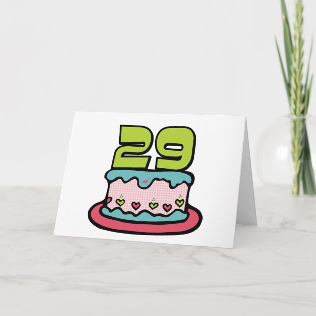 Tarjeta Pastel de cumpleaños de 29 años (Anverso)