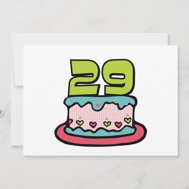 Tarjeta Pastel de cumpleaños de 29 años (Anverso)