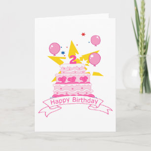 Tarjeta Pastel de cumpleaños de 2 años