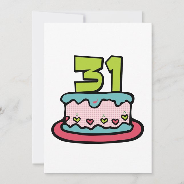 Tarjeta Pastel de cumpleaños de 31 años (Anverso)