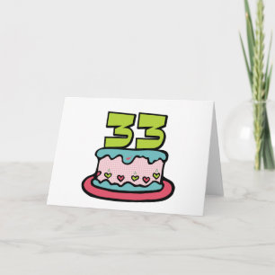 Tarjeta Pastel de cumpleaños de 33 años