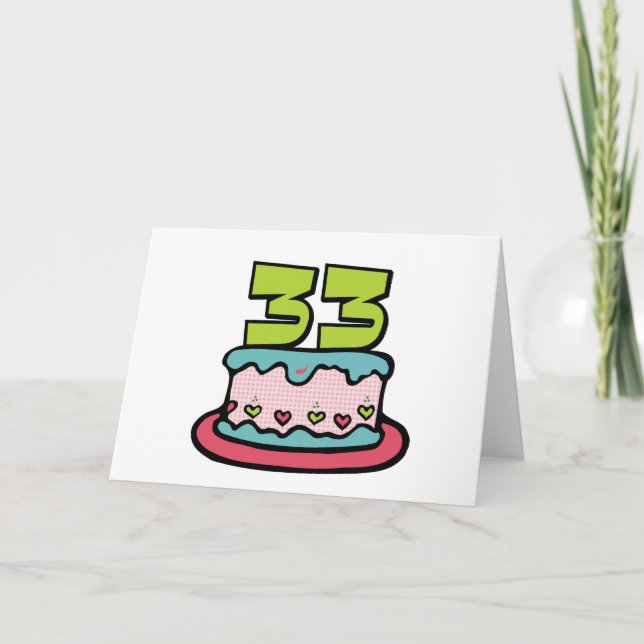 Tarjeta Pastel de cumpleaños de 33 años (Anverso)
