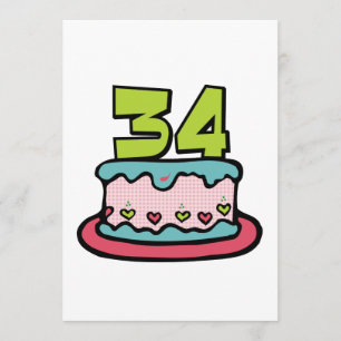 Tarjeta Pastel de cumpleaños de 34 años
