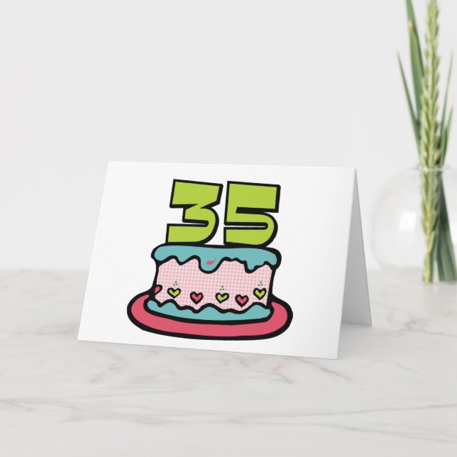 Tarjeta Pastel de cumpleaños de 35 años (Anverso)