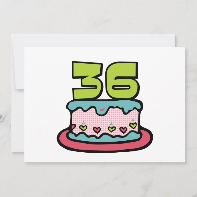 Tarjeta Pastel de cumpleaños de 36 años (Anverso)