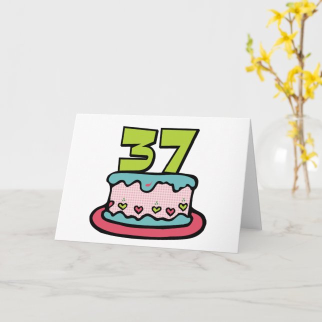 Tarjeta Pastel de cumpleaños de 37 años 