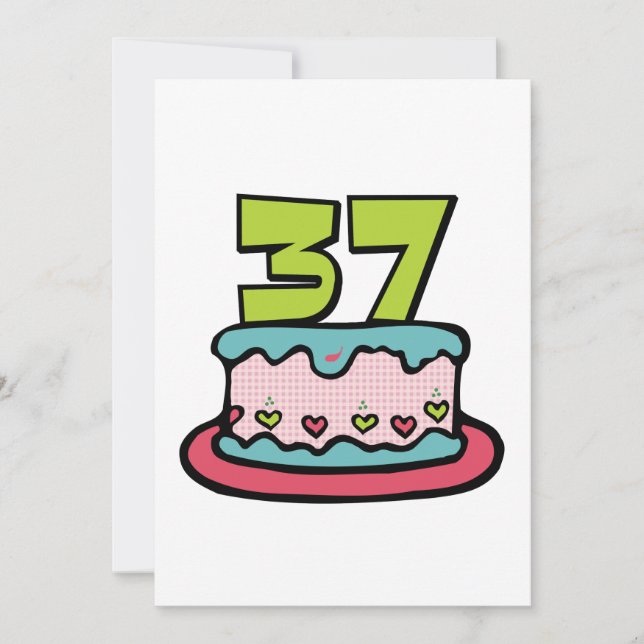 Tarjeta Pastel de cumpleaños de 37 años (Anverso)