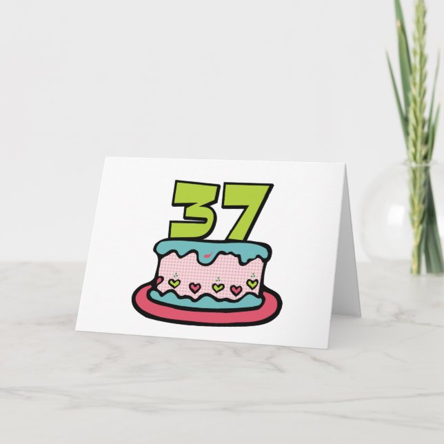 Tarjeta Pastel de cumpleaños de 37 años (Anverso)