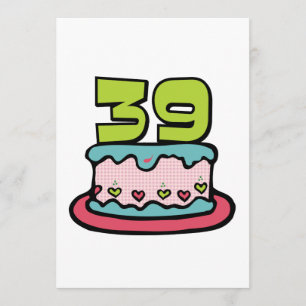 Tarjeta Pastel de cumpleaños de 39 años