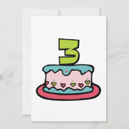 Tarjeta Pastel de cumpleaños de 3 años