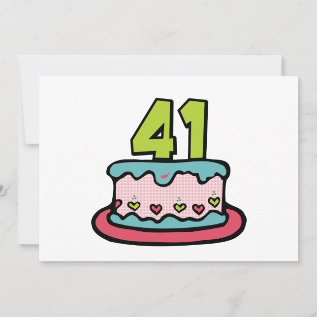 Tarjeta Pastel de cumpleaños de 41 años (Anverso)