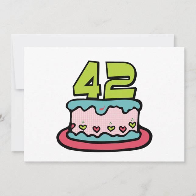Tarjeta Pastel de cumpleaños de 42 años (Anverso)