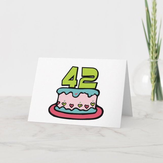 Tarjeta Pastel de cumpleaños de 42 años (Anverso)