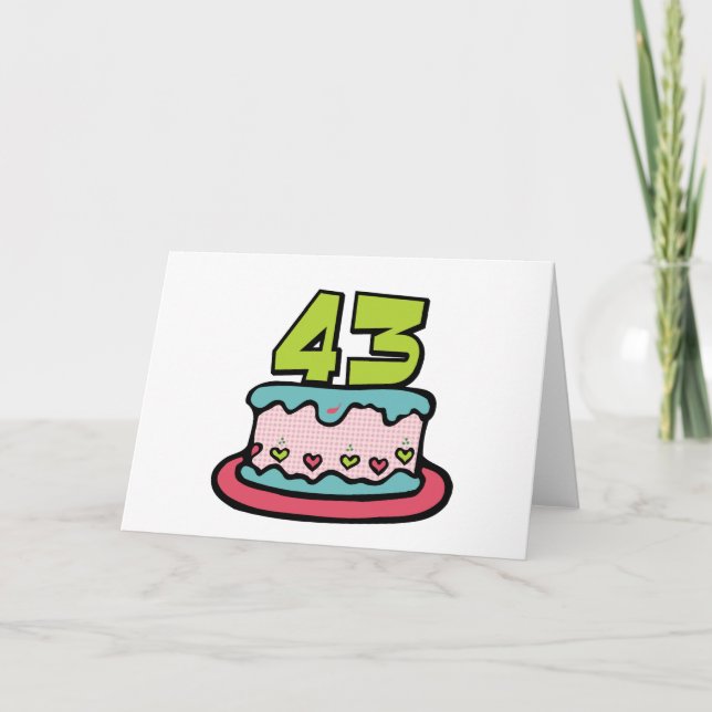 Tarjeta Pastel de cumpleaños de 43 años (Anverso)