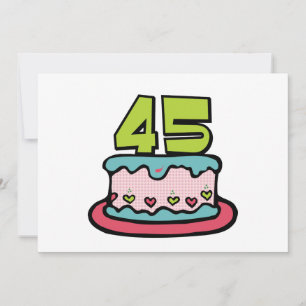 Tarjeta Pastel de cumpleaños de 45 años