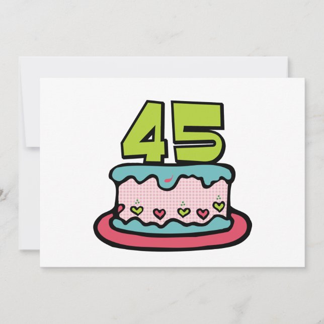 Tarjeta Pastel de cumpleaños de 45 años (Anverso)