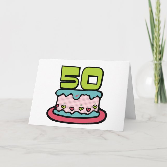Tarjeta Pastel de cumpleaños de 50 años (Anverso)