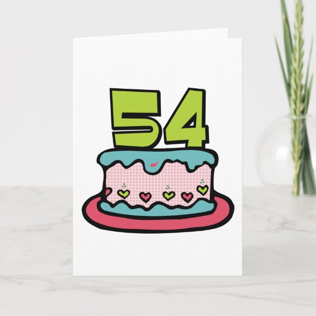 Tarjeta Pastel de cumpleaños de 54 años (Anverso)