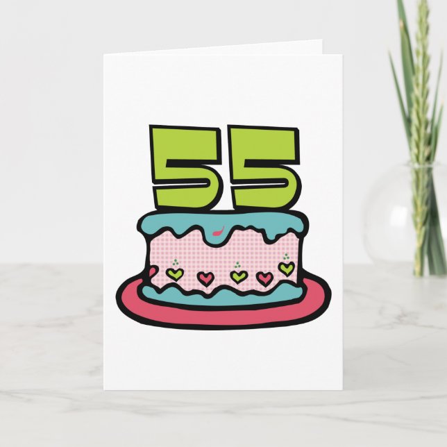 Tarjeta Pastel de cumpleaños de 55 años (Anverso)