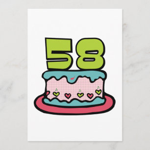 Tarjeta Pastel de cumpleaños de 58 años