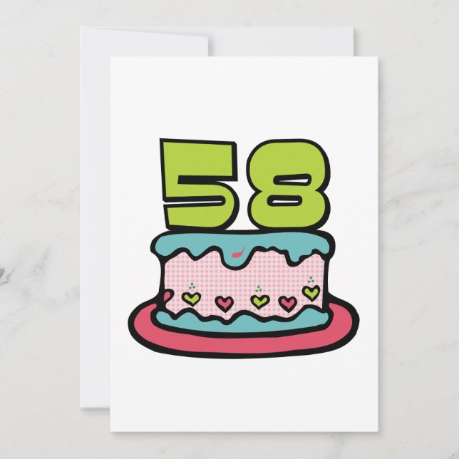 Tarjeta Pastel de cumpleaños de 58 años (Anverso)