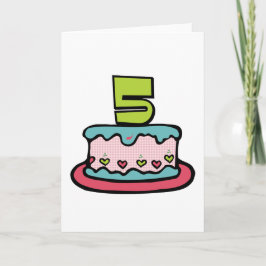 Tarjeta Pastel de cumpleaños de 5 años