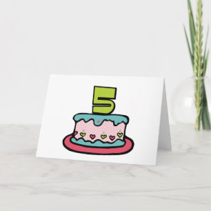 Tarjeta Pastel de cumpleaños de 5 años