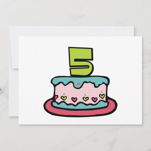 Tarjeta Pastel de cumpleaños de 5 años (Anverso)