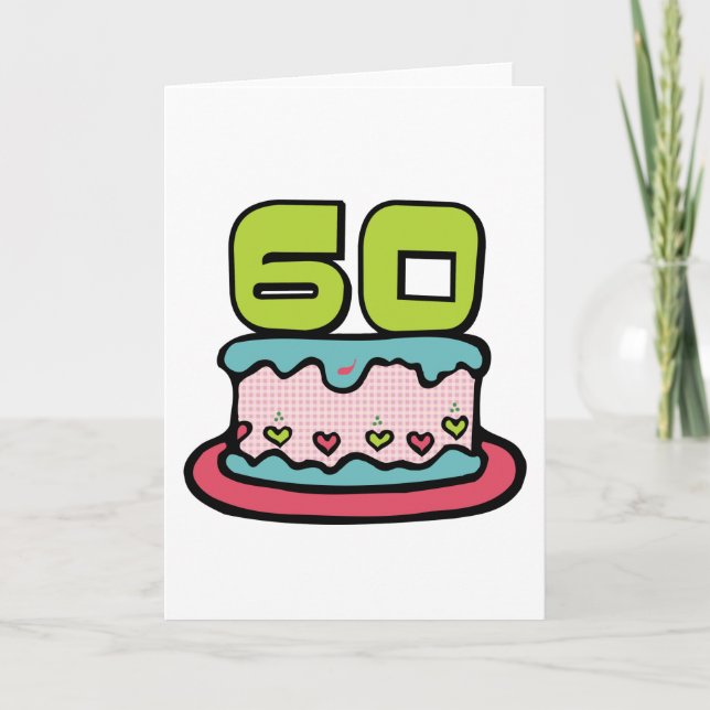 Tarjeta Pastel de cumpleaños de 60 años (Anverso)