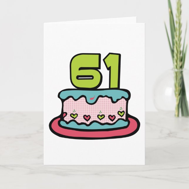Tarjeta Pastel de cumpleaños de 61 años (Anverso)