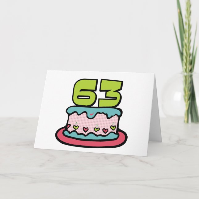 Tarjeta Pastel de cumpleaños de 63 años (Anverso)